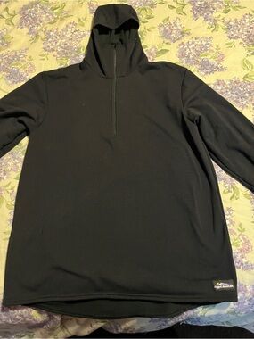 Men's Black Half-Zip Stretch Grid Hoodie from Ragged Mountain Equipment Large